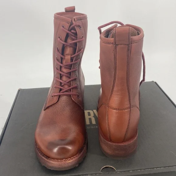 Frye Cherry Brown Ankle Booties Classic Design Smooth Leather - Picture 5 of 9